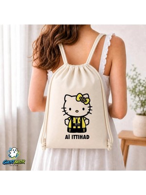 Ghostbastır Design Al Ittıhad Hello Kitty Büzgülü Keten Çanta C011