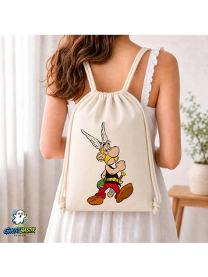 Ghostbastır Design Asterix Büzgülü Keten Çanta C020