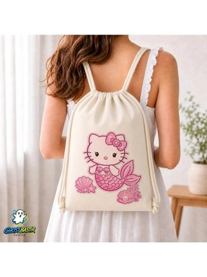 Ghostbastır Design Hello Kitty Büzgülü Keten Çanta C114