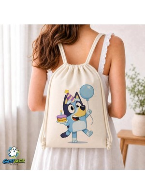 Ghostbastır Design Bluey Büzgülü Keten Çanta C041