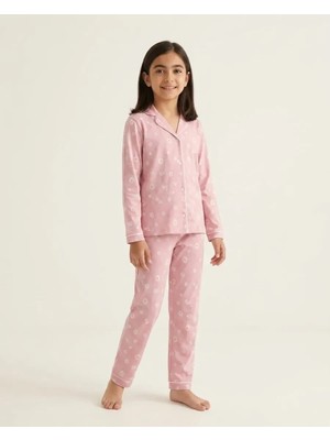 Pembe – Papatya Baskılı Kız Pijama Takım