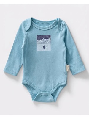 Mavi – Penguen Desenli Erkek Bebe Çıtçıtlı Badi