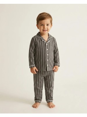 Smoked – Erkek Bebek Füme Çizgili Yakalı Pijama Takımı