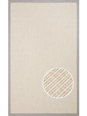 Eko Halı Ventura Vnt 2706 Cream Bordür Grey Sisal Görünümlü Iç ve Dış Mekan Uyumlu Hav Vermeyen Modern Dokuma Halı