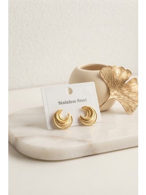 Die Grup 316L Çelik Gold Renk Ay Model Kadın Küpe TJ-BKP12035