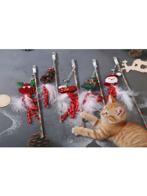 Yılbaşı Temalı Zilli Kedi Oyun Oltası