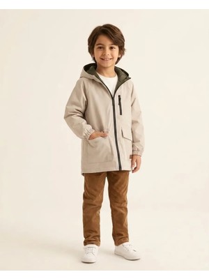 Light Brown – Fermuarlı Cepli Erkek Yağmurluk