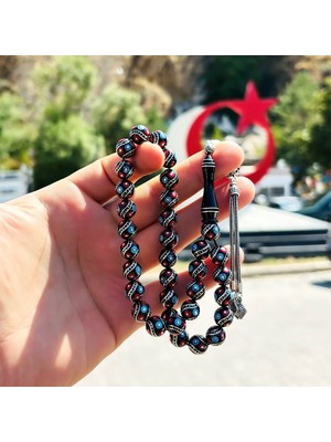 Tesbih Pasajı Mercan Firuze Şah ve Gümüş Işlemeli Erzurum Oltu Taşı Te