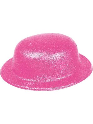 ALK Pembe Renk Simli Melon Yuvarlak Parti Şapkası 24X26 cm