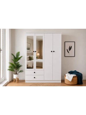 Vivense King Aynalı Gardırop, 4 Kapaklı