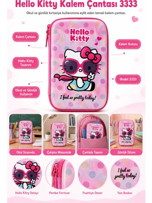 Hello Kitty Kalem Çantası 3333 Kalem Kutusu Okul Kalemliği Kırtasiye Malzemeleri Için Çanta
