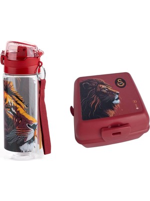 Galatasaray Aslanlı  Matara ve Beslenme Kabı Çatal Kaşık Seti Okul Lunch Box Seti