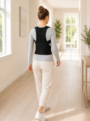 AyrStore Dik Durmaya Yardımcı Sırt Korsesi Nefes Alan Fileli Ayarlanabilir Bel ve Omuz Desteği