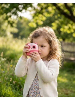 Sungur's Store Anında Fotoğraf Baskılı Çocuk Kamerası 5 Rulo Kağıt 6 Renk Kalem Hediyeli Eğitici Oyuncak Kamera