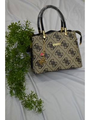 Generic Monogram  Desenli Kalp Aksesuarlı Lüks Omuz ve El Çantası