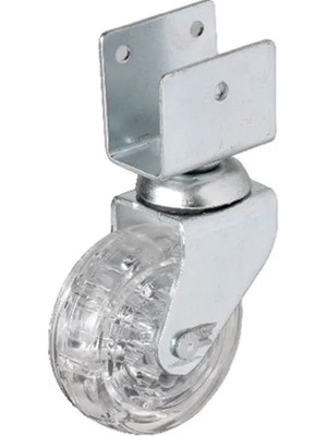 Sungur's Store 328 - 50X20 mm Şeffaf Makaralı Kısa U Tablalı Teker 4 Adet