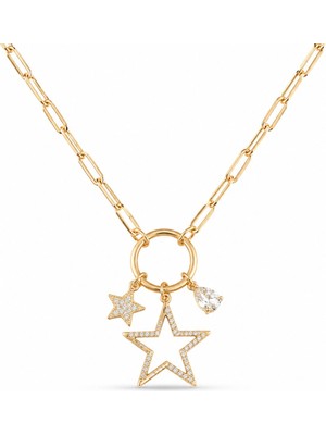 Serelya Gold Renk Ataç Zincir Yıldız Model Zirkon Taşlı Kadın Kolye