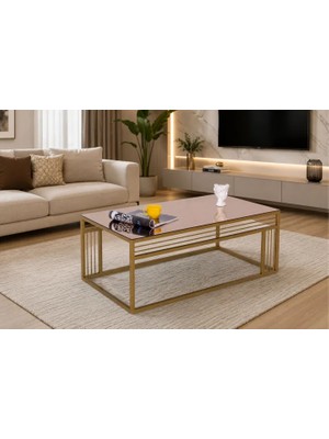 Vivense Milano Gold Metal Ayaklı Bronz Aynalı Orta Sehpa
