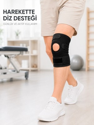 Skygo Kısa Ligamentli Dizlik Açık Diz Kapağı Ayarlanabilir Cırtlı Diz Destekleyici Spor Dizlik