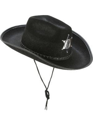Sungur's Store Çocuk Kovboy Şapkası Sheriff Şapkası Siyah Renk