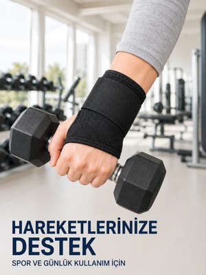 Skygo Başparmak Geçişli El Bilek Desteği Ayarlanabilir Cırtlı Bileklik Bandajı Siyah