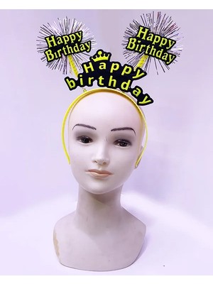 ALK Happy Birthday Püsküllü Neon Sarı Renk Doğum Günü Tacı 22X19 cm