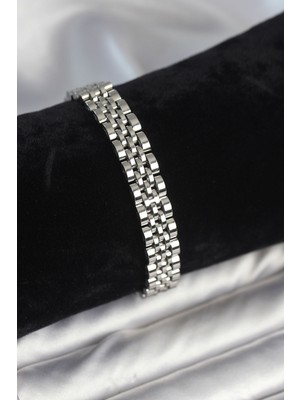 ALK 316L Çelik 9 mm Kalınlıkta Gümüş Renkli Erkek Bileklik