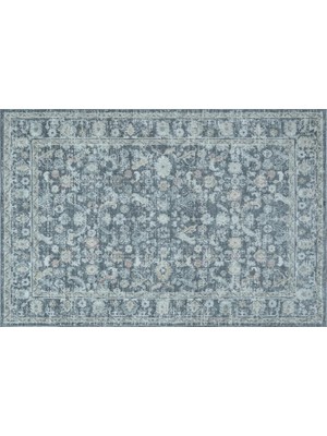 Vivense Mavi ve Antrasit Eskitme Desenli Vintage Halı, 67X183