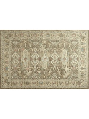 Vivense Geometrik Etnik Desenli Kahve ve Toprak Tonları Vintage Halı, 201X274