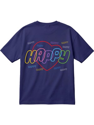 BarsDepo Bts Happy Baskılı Unisex Oversize T-Shirt