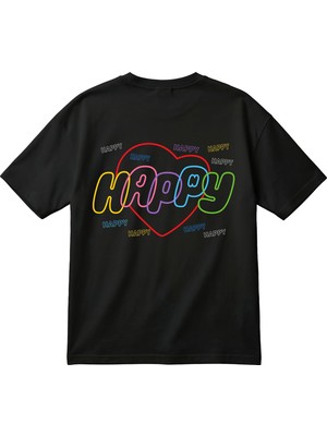 BarsDepo Bts Happy Baskılı Unisex Oversize T-Shirt