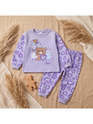 Minelora Ayıcık Baskılı Kız Bebek Pijama Takımı