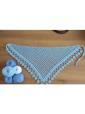 Hayal Çanta Kadın Mavi File Model Yazlık Triko Saç Bandana