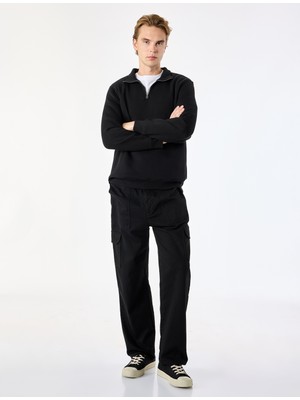 Koton Şardonlu Regular Fit Uzun Kollu Fermuarlı Yaka Sweatshirt