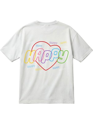 BarsDepo Bts Happy Baskılı Unisex Oversize T-Shirt