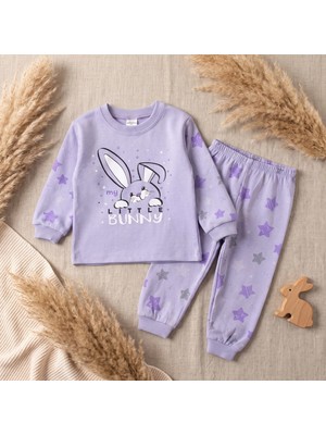 Minelora Tavşan Baskılı Kız Bebe Pijama Takım