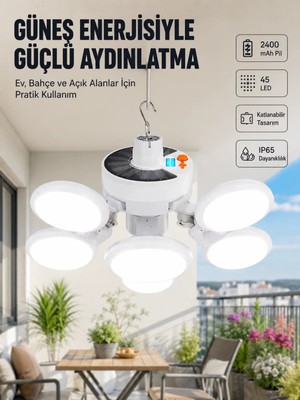 Twin Store Güneş Enerjili Katlanabilir 5 Kanatlı Solar Bahçe Lambası