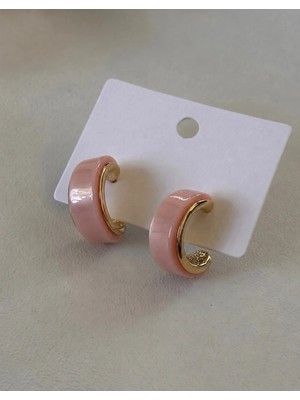 Bade Jewelry Vip Gold&toz Pembe Sedefli Doku Modern Kararmaz Çelik Küpe