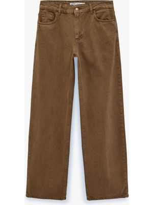 Koton Pamuklu Normal Bel Cepli Düğmeli Rahat Kalıp Düz Paça Baggy Pantolon - Baggy Jeans