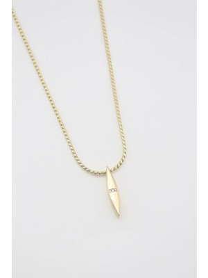 Bade Jewelry Vip Gold Burgu Zincirli Taş Detaylı Modern Tasarım Kararmaz Çelik Şık Kolye 60 cm