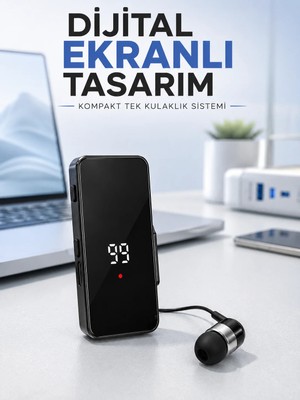 Ruhes Tek Kulaklıklı Bluetooth Kulaklık Klipsli Mini Taşınabilir Müzik ve Görüşme Cihazı