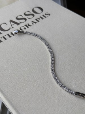 Bade Jewelry Vip Silver Çift Sıralı Kararmaz Çelik Şık Bileklik 17+19 cm