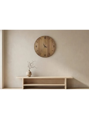 Vivense Odak Kayın Ahşap Lazer Kazıma Duvar Saati, 40 cm