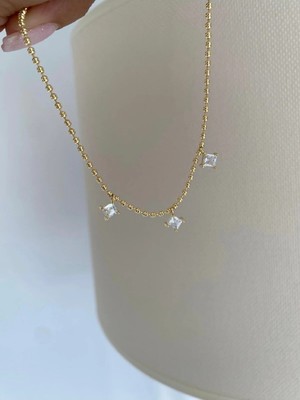 Bade Jewelry Fd Gold Ince Dorikalı Sarkıt Taş Detaylı Kararmaz Çelik Şık Halhal