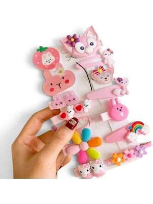 Sheker Home 14 Lü Bell Kız Çocuk&bebek Çıt Çıt Pens Klipsli Toka Seti
