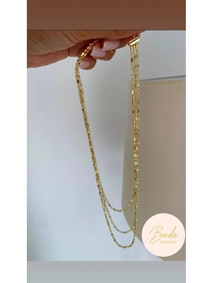 Bade Jewelry Fd Vip Gold 3’lü Basic&şık Kararmaz Çelik Şık Kolye