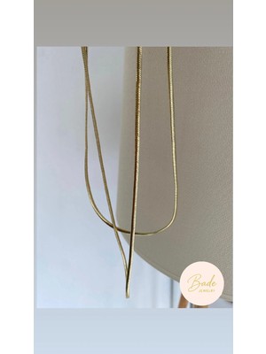 Bade Jewelry Fd Gold 90 cm Modern Tasarım Şık Kararmaz Çelik Kolye