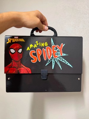Keskin Color Marvel Spider-Man Erkek Çocuk Saplı Kilitli Proje Evrak Çantası Siyah