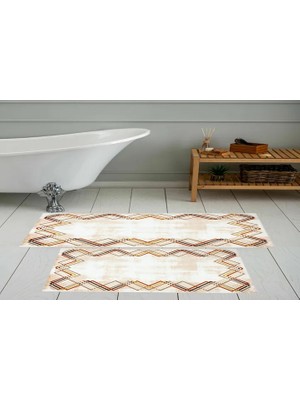 Vivense Dijital Baskı, Kaymaz Taban Ikili Banyo Paspası 100X60 + 60X50 cm  RVG5-0761