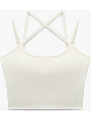 Koton Sırt Detaylı Slim Fit Ip Askılı Kolsuz Crop Spor Atlet